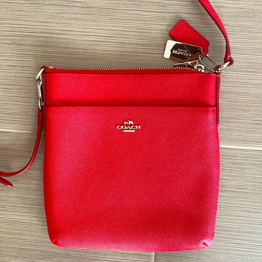 Coach red leather crossbody bag, Used only once, like new condition.